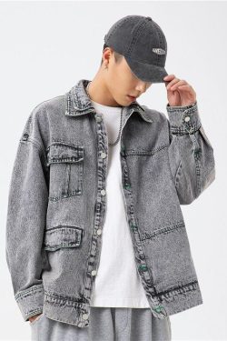 Y2K Double-Collared Denim Jacket - Retro 90s Grunge Style