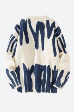 Y2K Retro Style Spray Paint Soft Touch Knitted Sweater