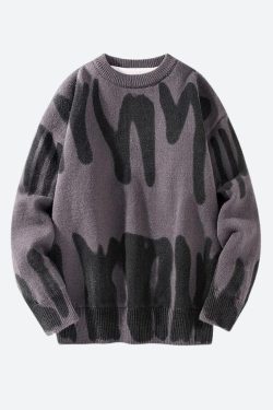 Y2K Retro Style Spray Paint Soft Touch Knitted Sweater